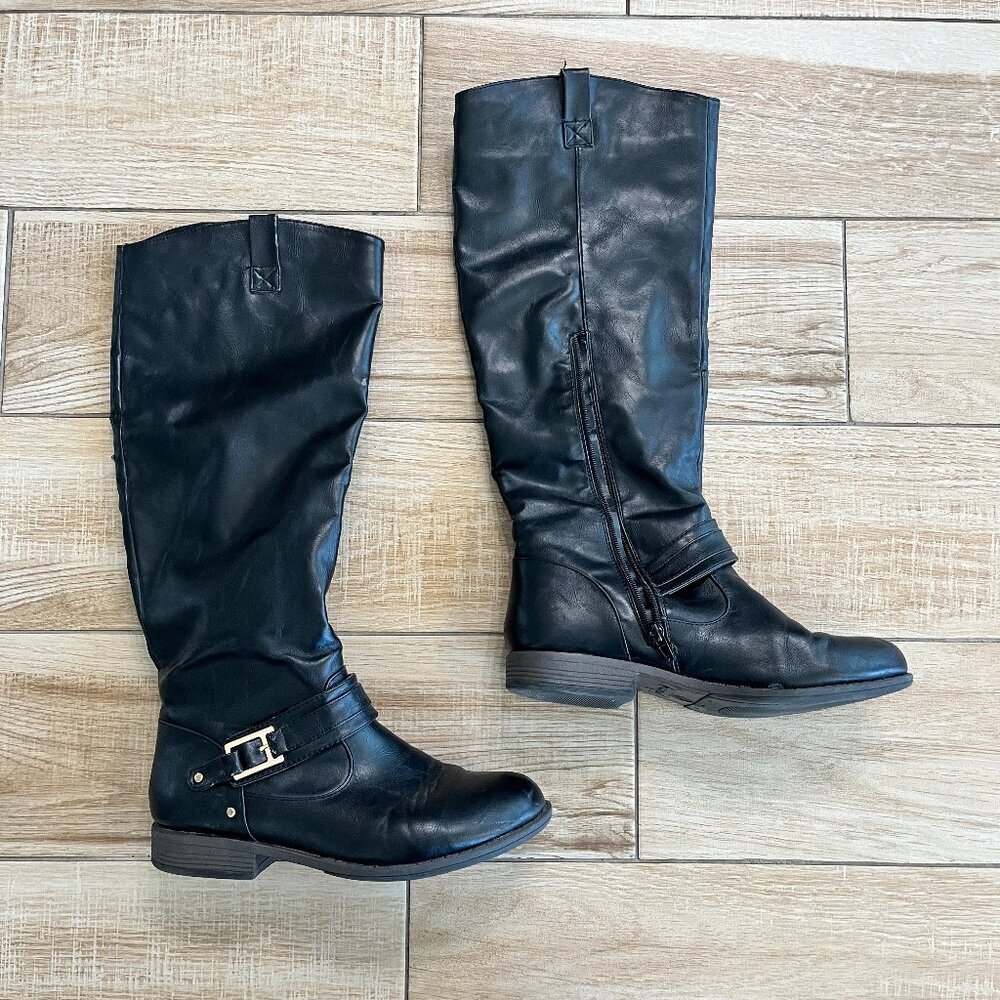 Womens Bamboo Black Riding Boots - 8